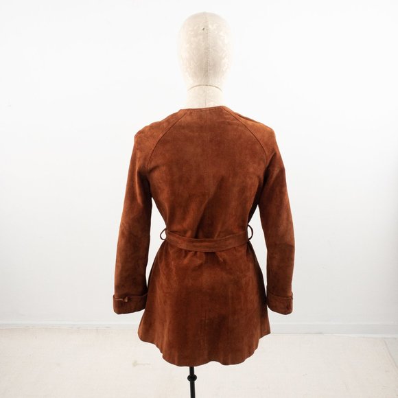 Vintage 70s SM Saks Suede Leather Jacket Coat Rust - Picture 5 of 10